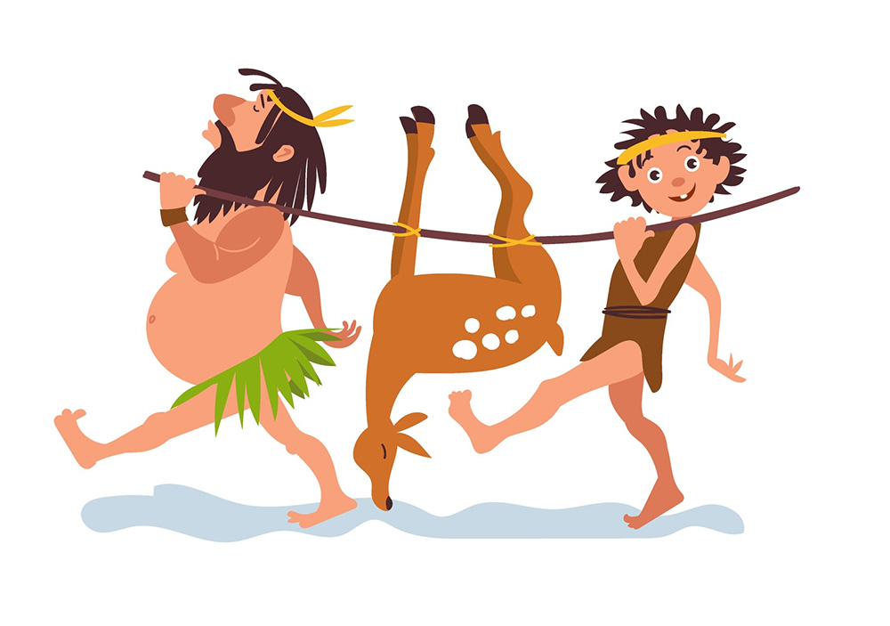 Paleolithic humans cartoon