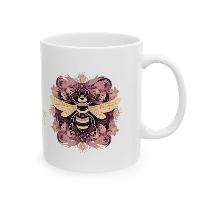 Every Day is Earth Day Pink Bee Mandala 11oz Ceramic Mug,