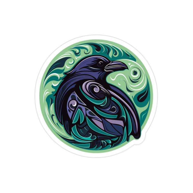 Green and Purple Crow Mandala Sticker