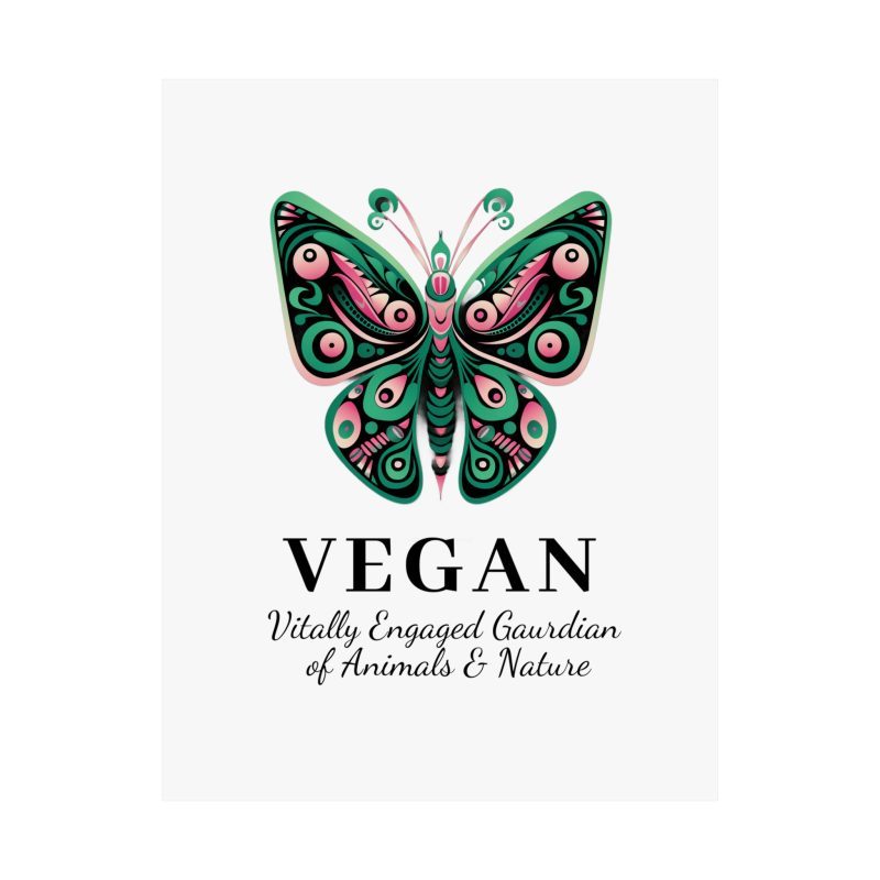 Definition of Veganism Pink & Green Butterfly Poster