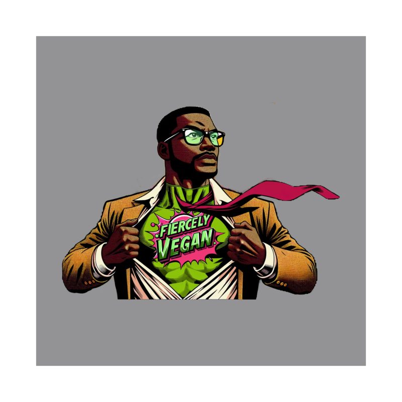Fiercely Vegan African American Superhero, Pink and Green and Gold Matte Square Poster