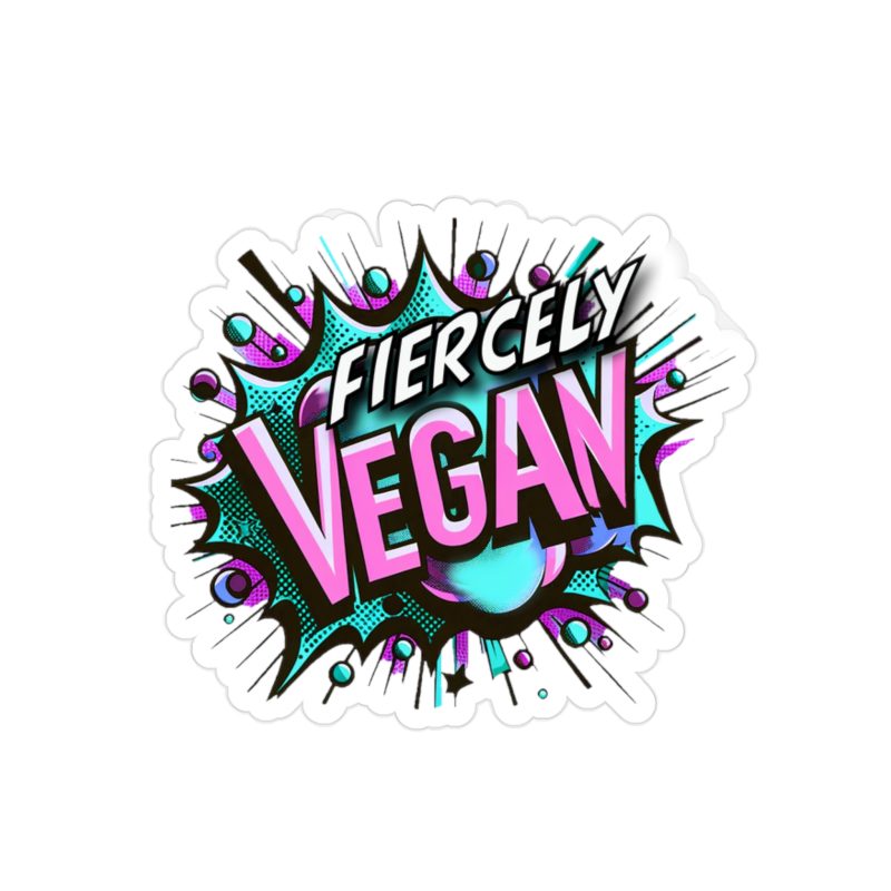 Vegan Pop Art Sticker in Blue and purple