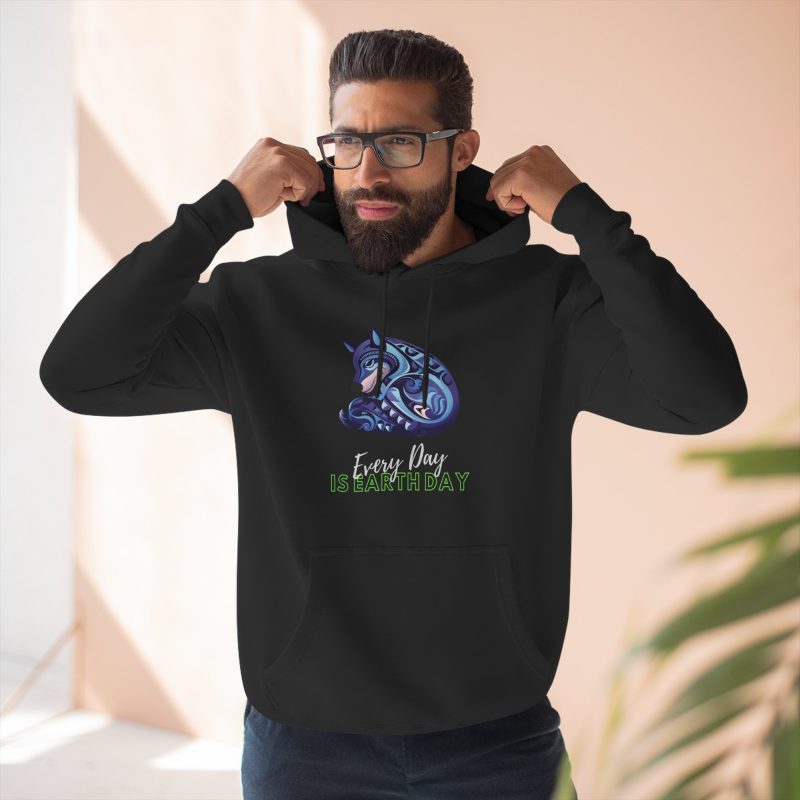 Every Day is Earth Day Blue Dog Mandala Pullover Hoodie Sweatshirt