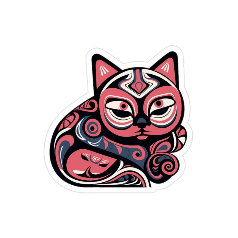 Pink Abstract Cat Sticker