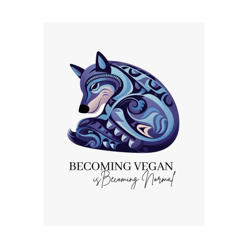 Becoming Vegan is Becoming Normal Blue Dog Mandala Matte Vertical Posters