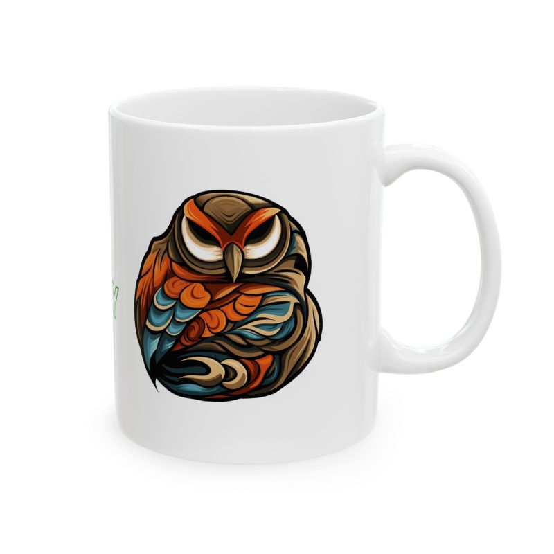 Every Day is Earth Day Orange Owl Mandala 11oz Ceramic Mug,