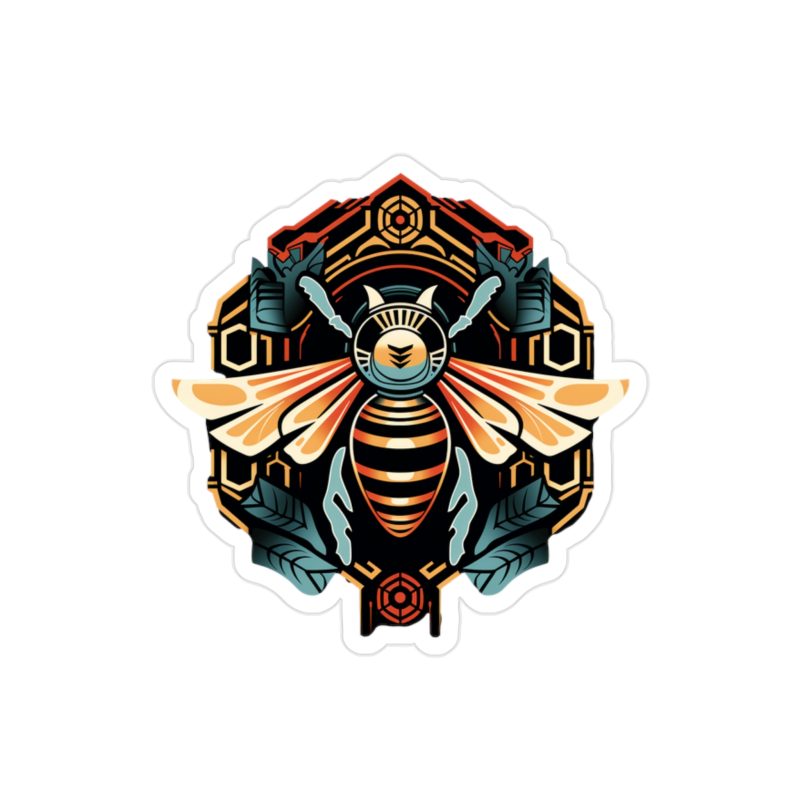 Blue and Gold Bee Sticker
