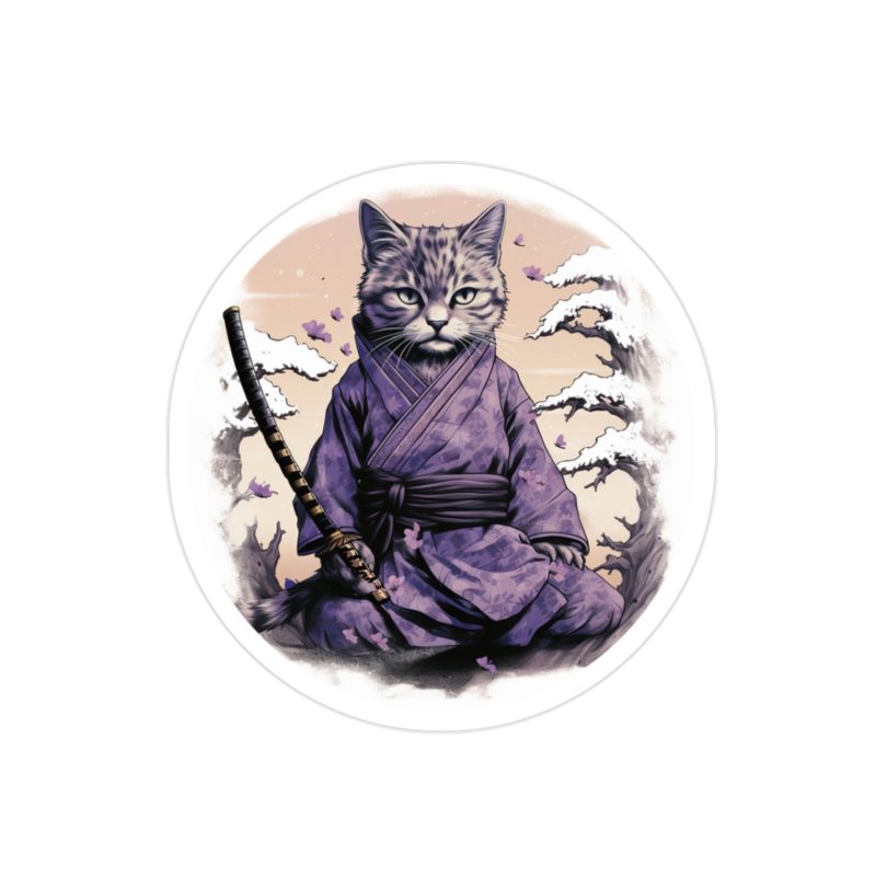 Cat Samurai in Purple Kimono Sticker