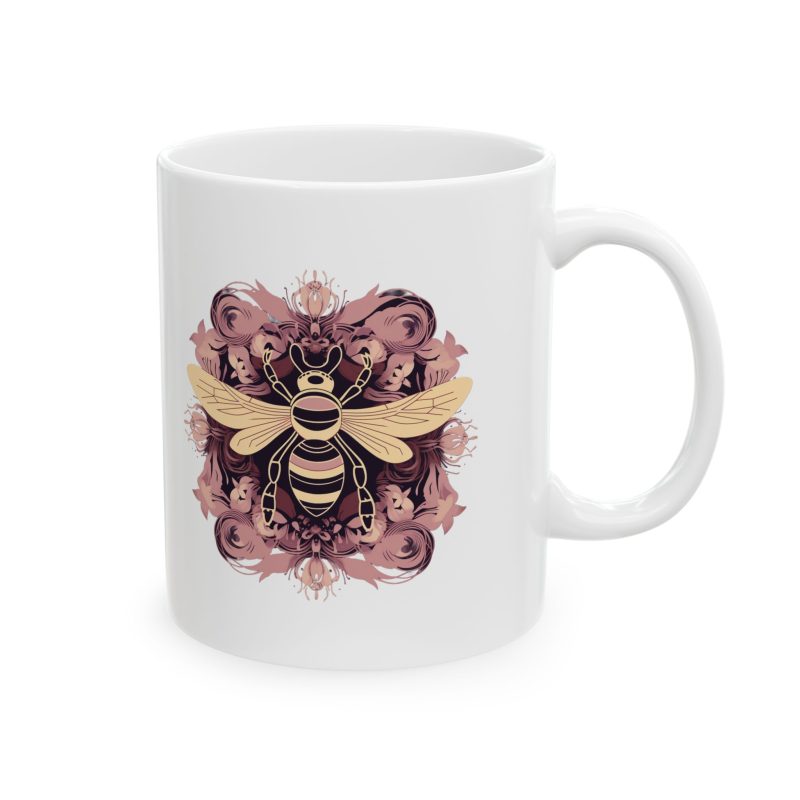 Definition of Veganism Pink Bee Mandala 11oz Ceramic Mug,