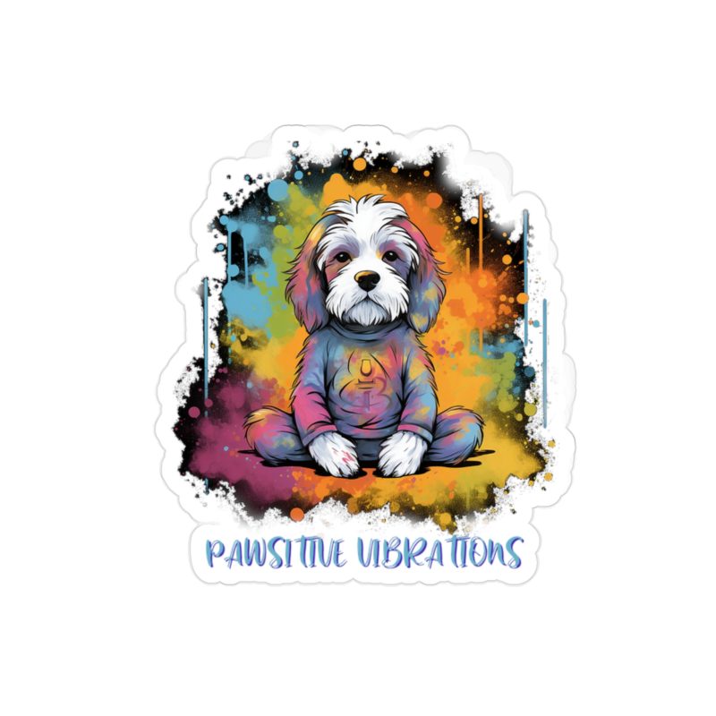 Rainbow Colored Meditating Dog Sticker