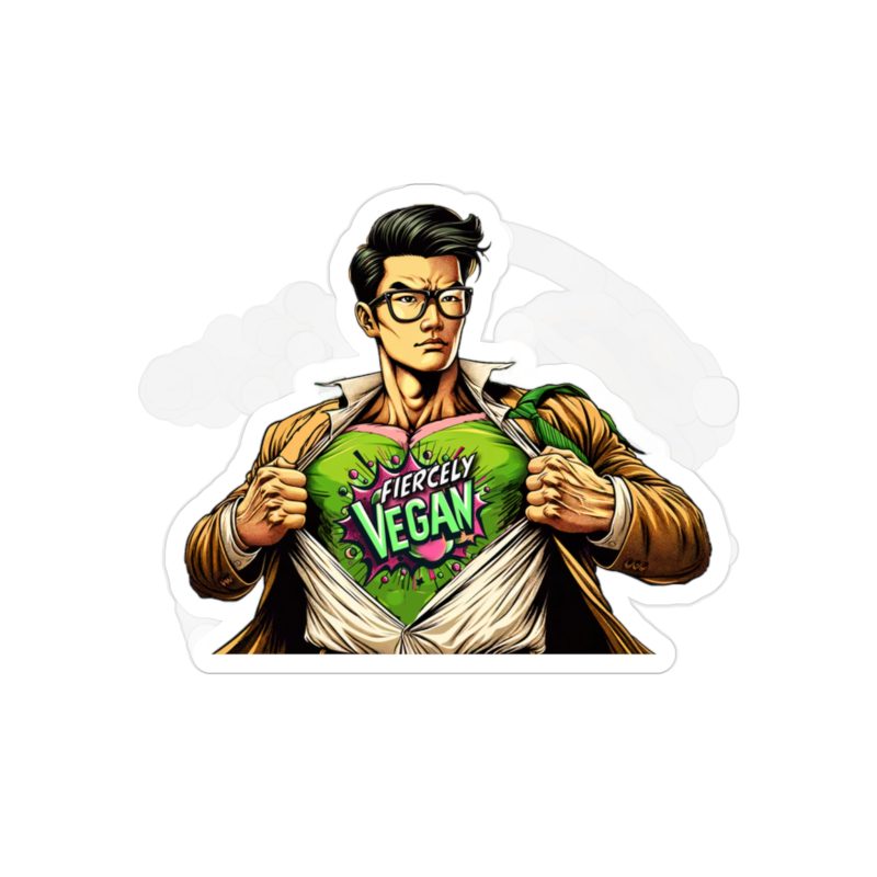 Vegan Asian Superhero Pop Art Sticker